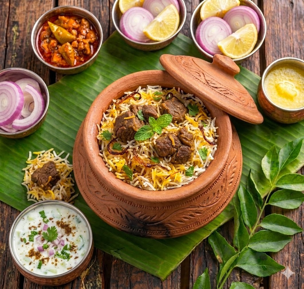 Mutton Dum Biryani Pot(1kg Boneless Mutton + 1kg Rice)